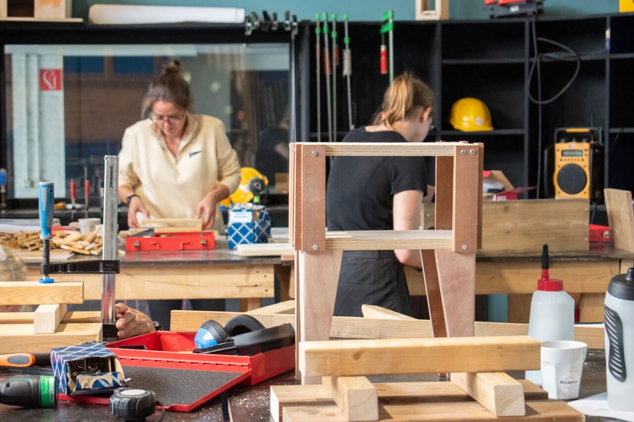 Photo showing activities in a wood workshop 